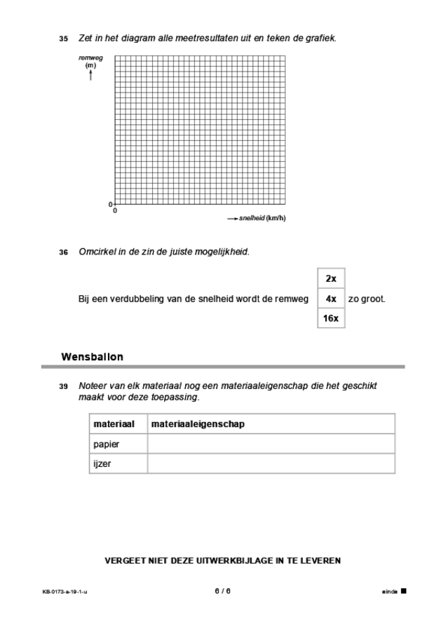 Uitwerkbijlage examen VMBO KB natuur- en scheikunde 1 2019, tijdvak 1. Pagina 6