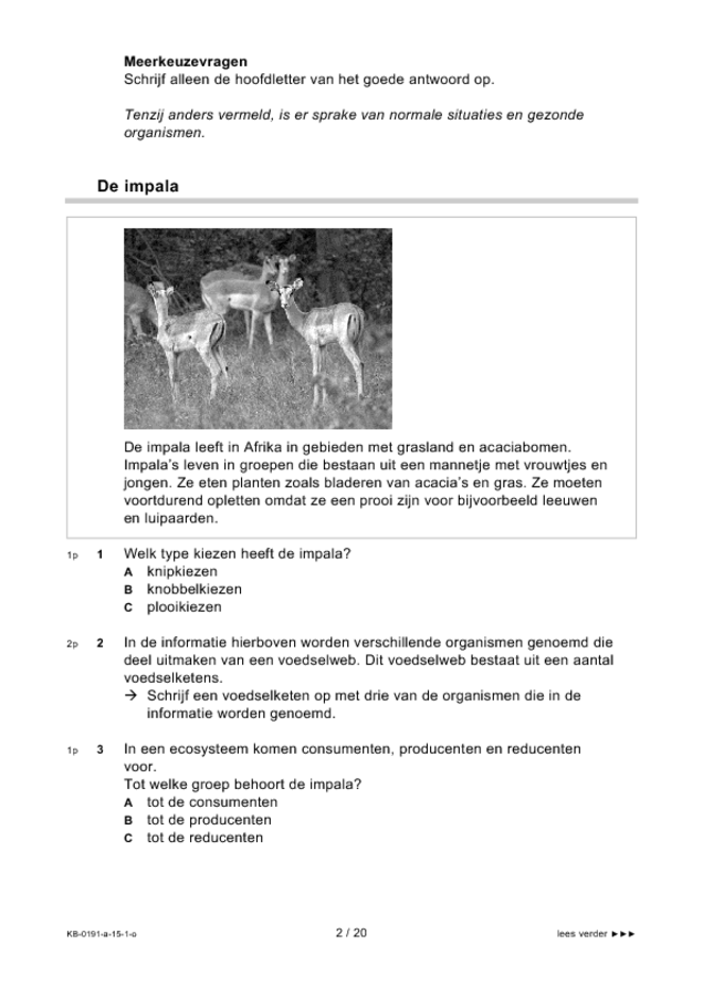 Opgaven examen VMBO KB biologie 2015, tijdvak 1. Pagina 2