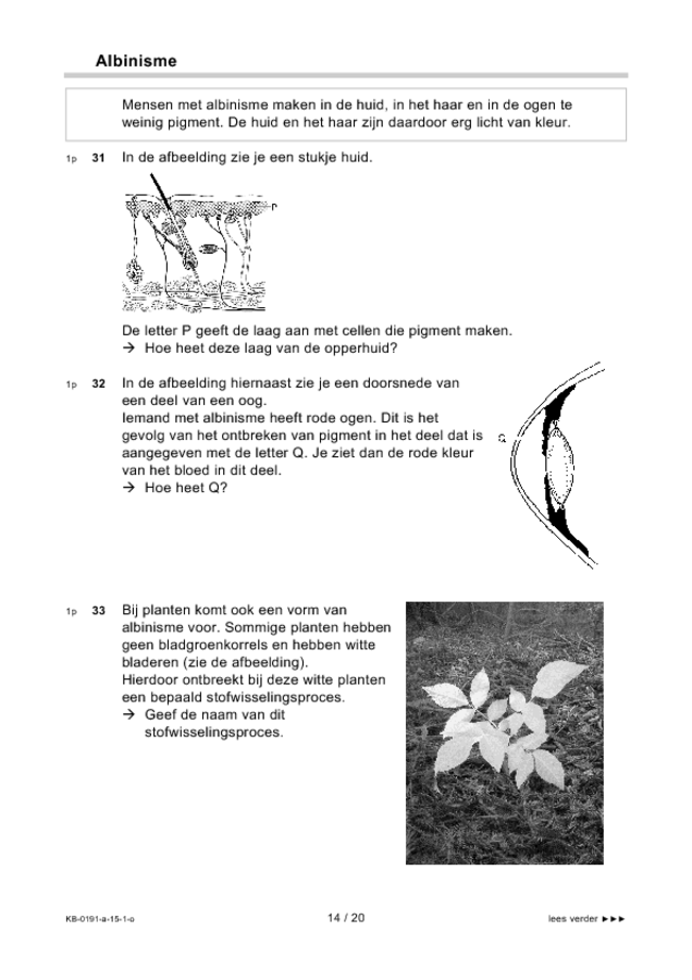 Opgaven examen VMBO KB biologie 2015, tijdvak 1. Pagina 14