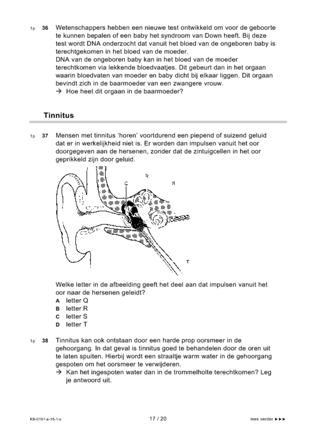 Opgaven examen VMBO KB biologie 2015, tijdvak 1. Pagina 17
