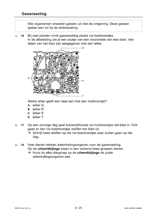 Opgaven examen VMBO KB biologie 2015, tijdvak 1. Pagina 8