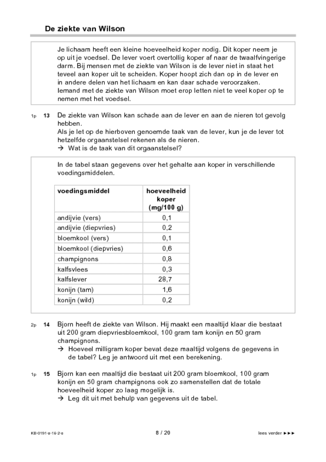 Opgaven examen VMBO KB biologie 2016, tijdvak 2. Pagina 8