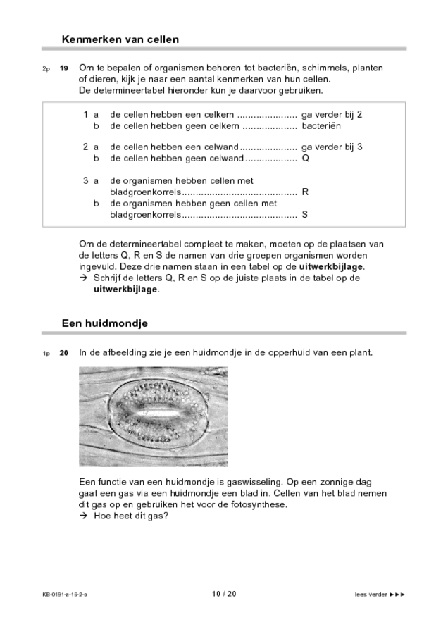 Opgaven examen VMBO KB biologie 2016, tijdvak 2. Pagina 10