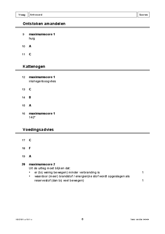 Correctievoorschrift examen VMBO KB biologie 2018, tijdvak 1. Pagina 6