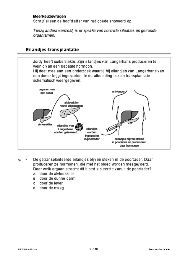 Opgaven examen VMBO KB biologie 2018, tijdvak 1. Pagina 2