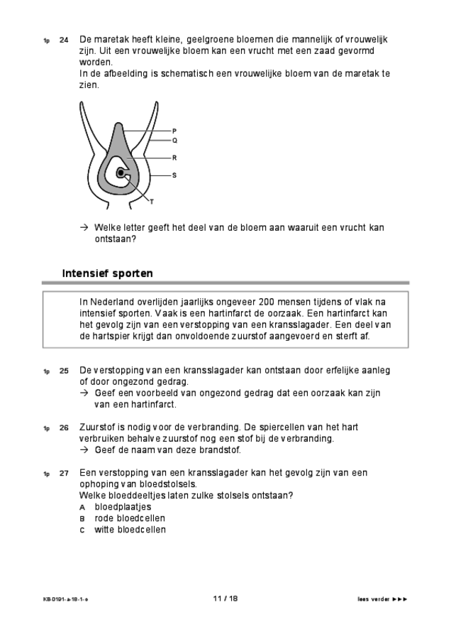 Opgaven examen VMBO KB biologie 2018, tijdvak 1. Pagina 11