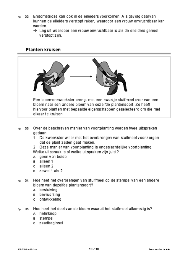 Opgaven examen VMBO KB biologie 2018, tijdvak 1. Pagina 13