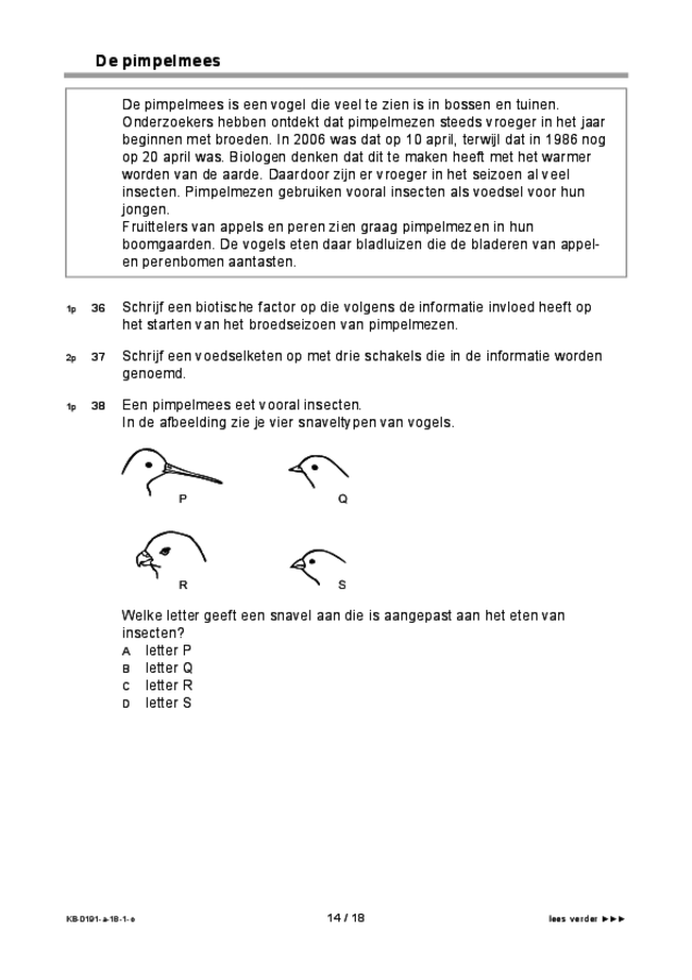 Opgaven examen VMBO KB biologie 2018, tijdvak 1. Pagina 14