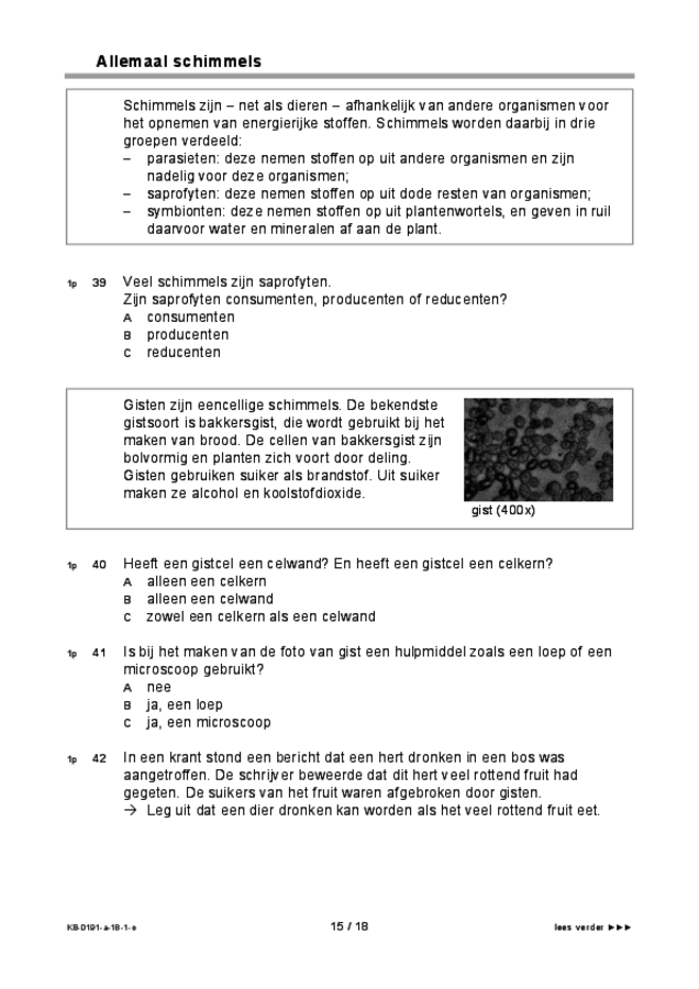 Opgaven examen VMBO KB biologie 2018, tijdvak 1. Pagina 15