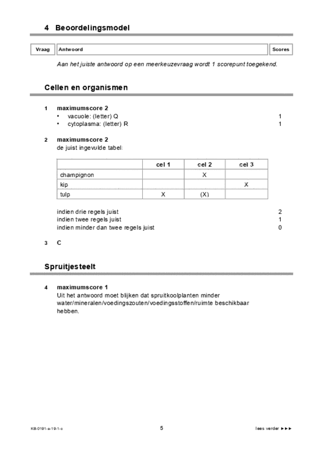 Correctievoorschrift examen VMBO KB biologie 2019, tijdvak 1. Pagina 5