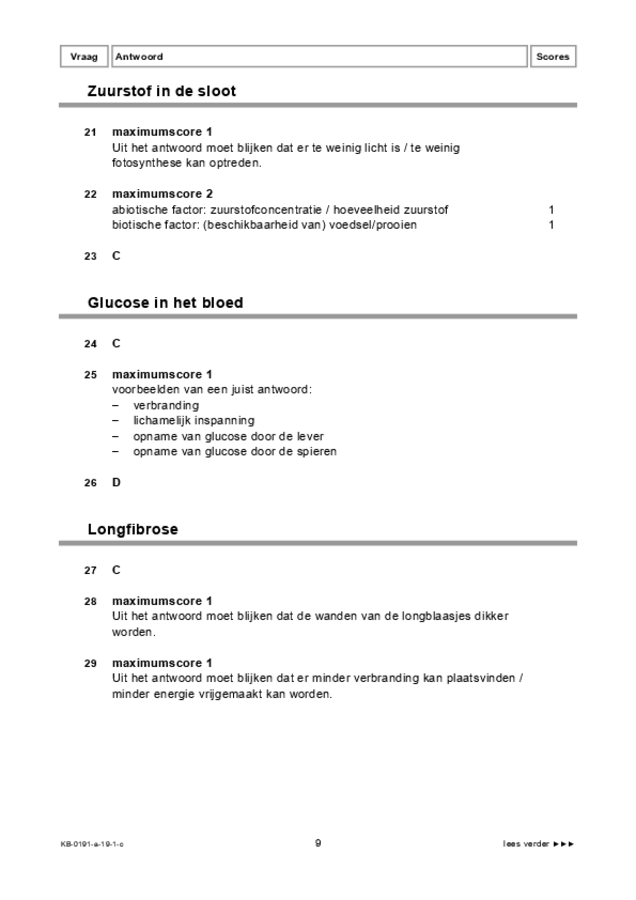 Correctievoorschrift examen VMBO KB biologie 2019, tijdvak 1. Pagina 9