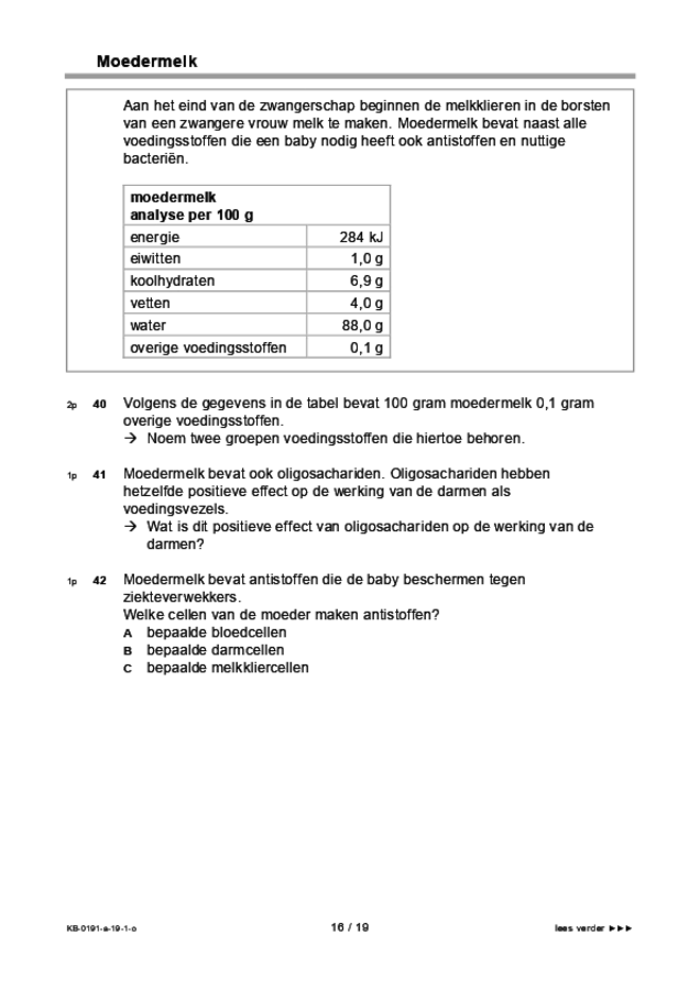 Opgaven examen VMBO KB biologie 2019, tijdvak 1. Pagina 16