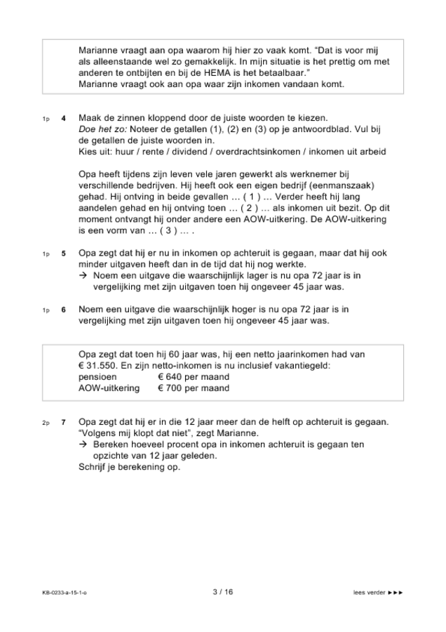 Opgaven examen VMBO KB economie 2015, tijdvak 1. Pagina 3
