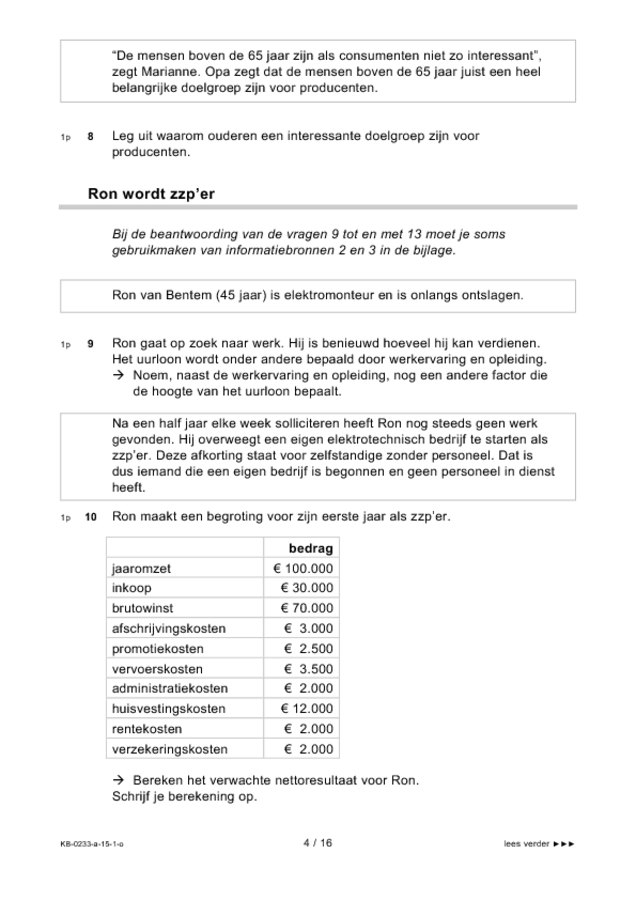 Opgaven examen VMBO KB economie 2015, tijdvak 1. Pagina 4