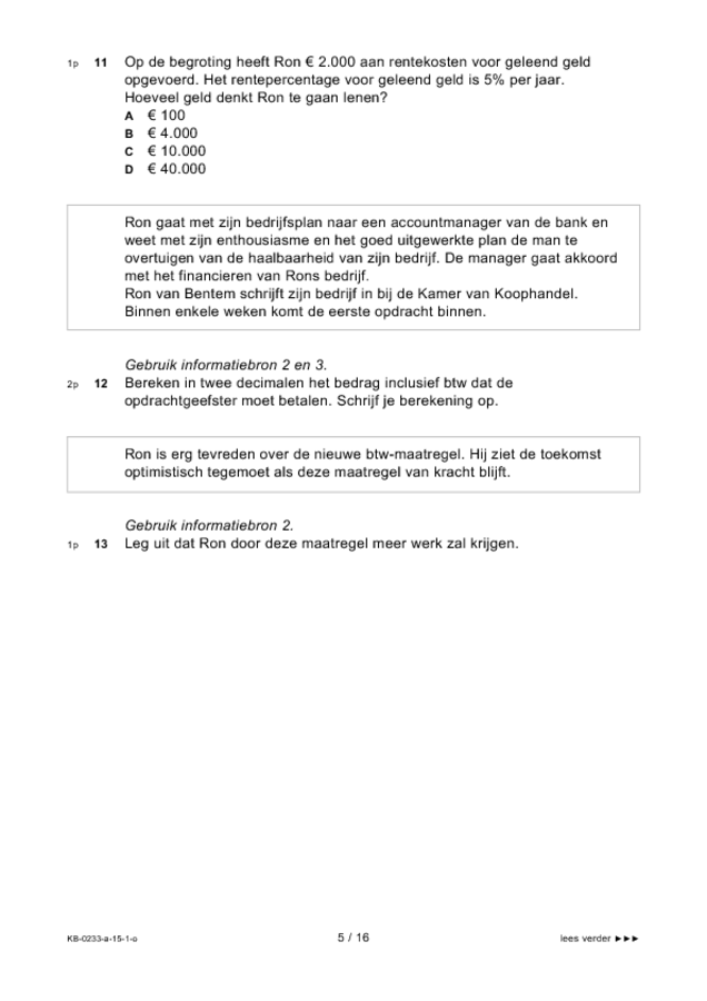 Opgaven examen VMBO KB economie 2015, tijdvak 1. Pagina 5