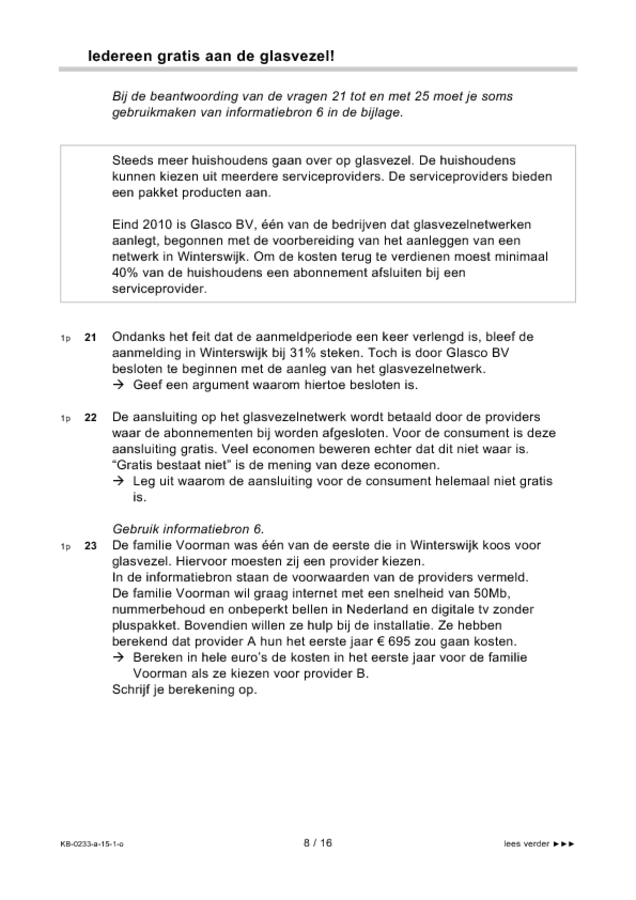 Opgaven examen VMBO KB economie 2015, tijdvak 1. Pagina 8