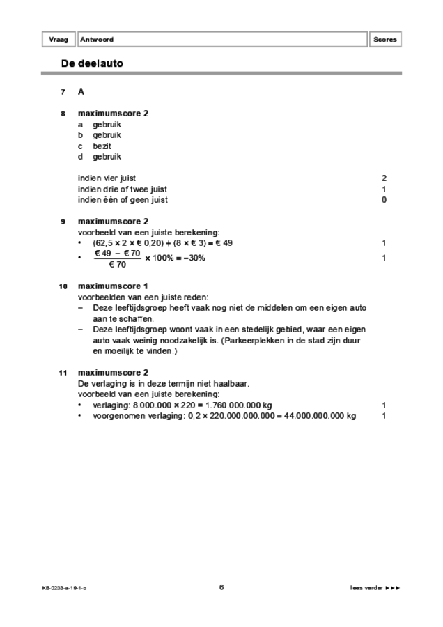 Correctievoorschrift examen VMBO KB economie 2019, tijdvak 1. Pagina 6