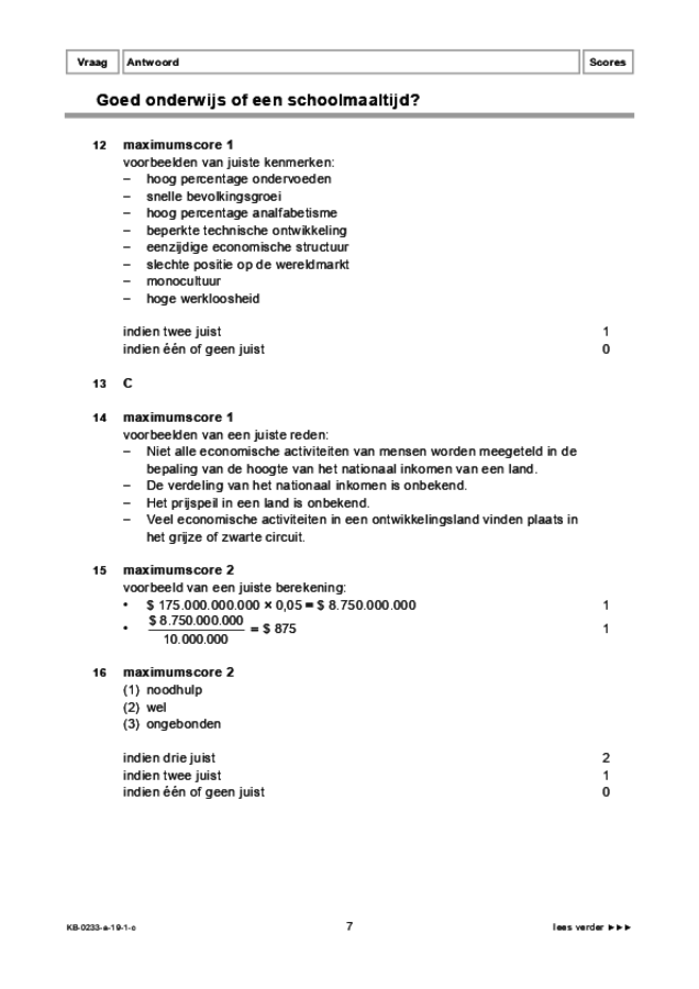 Correctievoorschrift examen VMBO KB economie 2019, tijdvak 1. Pagina 7
