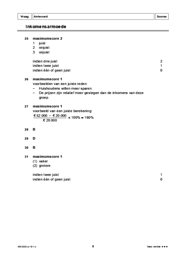 Correctievoorschrift examen VMBO KB economie 2019, tijdvak 1. Pagina 9