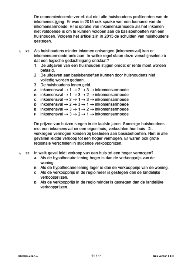 Opgaven examen VMBO KB economie 2019, tijdvak 1. Pagina 11