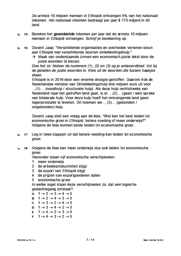 Opgaven examen VMBO KB economie 2019, tijdvak 1. Pagina 7