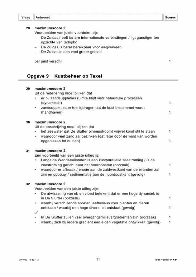 Correctievoorschrift examen VWO aardrijkskunde 2010, tijdvak 1. Pagina 11