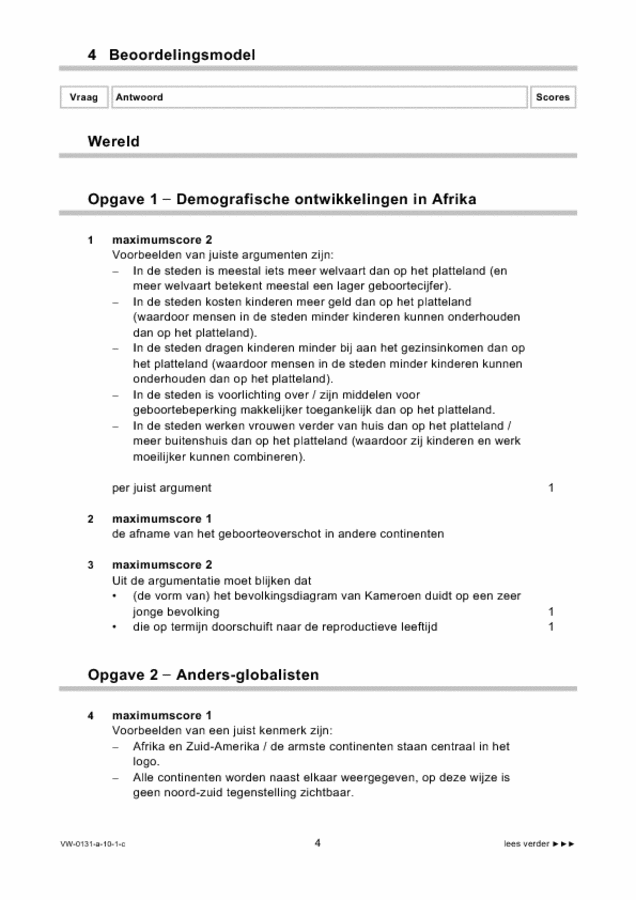 Correctievoorschrift examen VWO aardrijkskunde 2010, tijdvak 1. Pagina 4