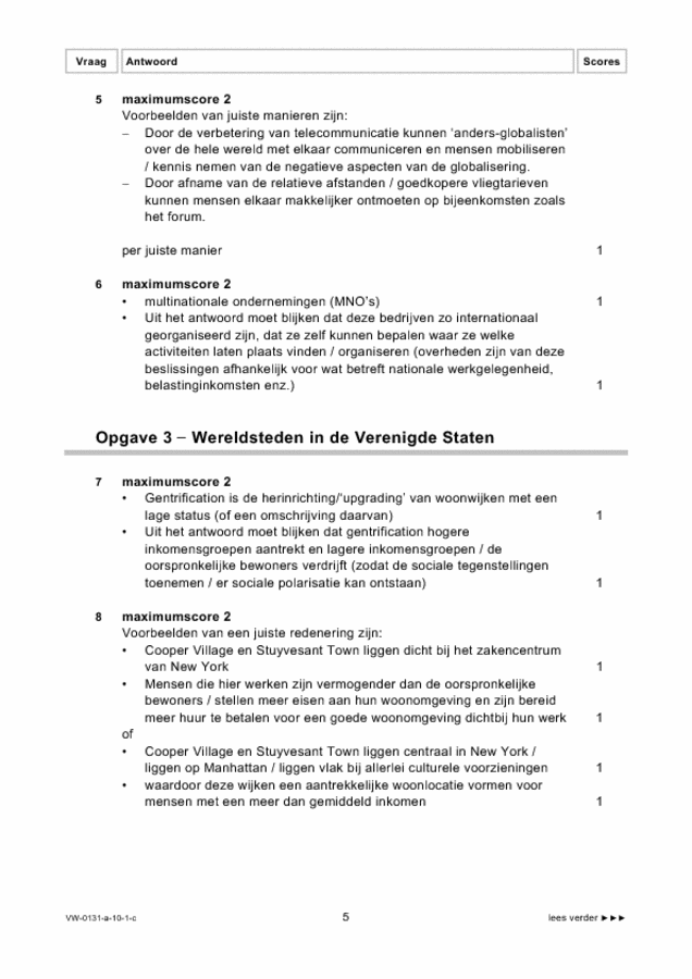 Correctievoorschrift examen VWO aardrijkskunde 2010, tijdvak 1. Pagina 5