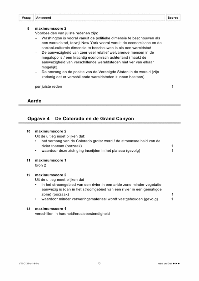 Correctievoorschrift examen VWO aardrijkskunde 2010, tijdvak 1. Pagina 6