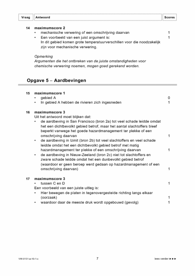 Correctievoorschrift examen VWO aardrijkskunde 2010, tijdvak 1. Pagina 7