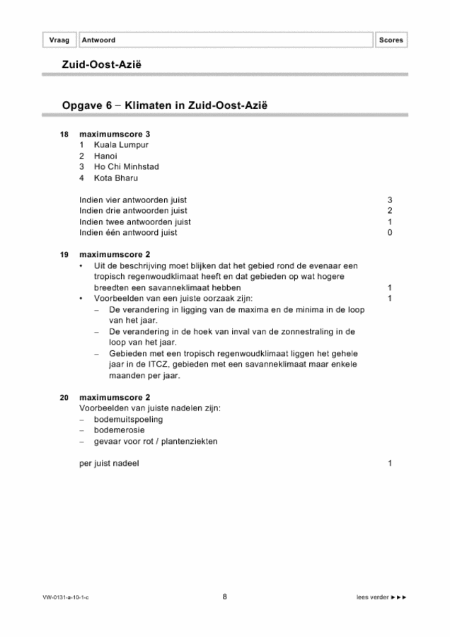Correctievoorschrift examen VWO aardrijkskunde 2010, tijdvak 1. Pagina 8