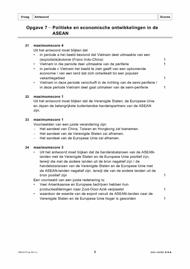 Correctievoorschrift examen VWO aardrijkskunde 2010, tijdvak 1. Pagina 9
