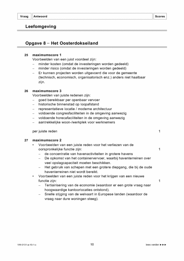 Correctievoorschrift examen VWO aardrijkskunde 2010, tijdvak 1. Pagina 10
