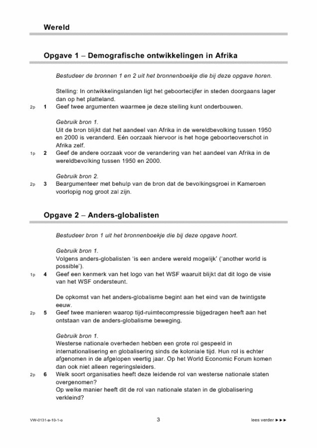 Opgaven examen VWO aardrijkskunde 2010, tijdvak 1. Pagina 3
