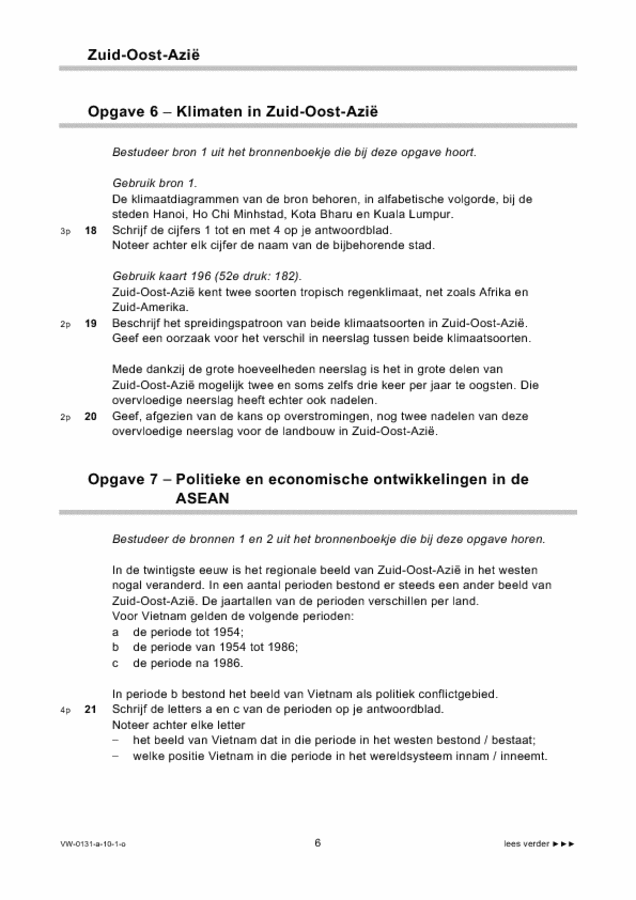 Opgaven examen VWO aardrijkskunde 2010, tijdvak 1. Pagina 6