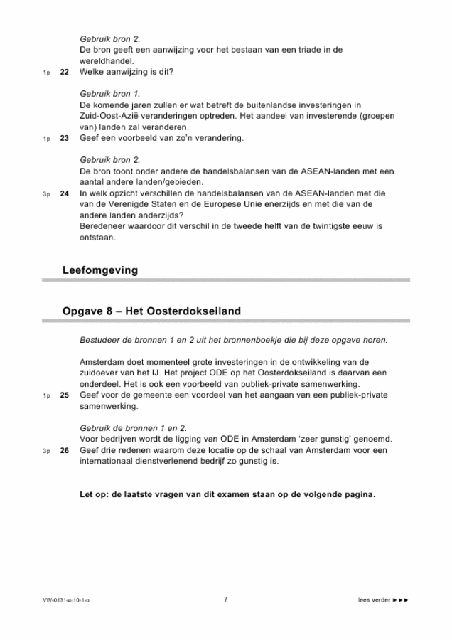 Opgaven examen VWO aardrijkskunde 2010, tijdvak 1. Pagina 7