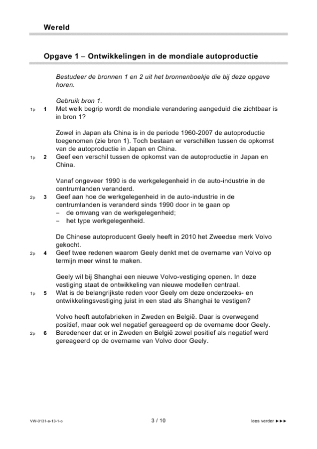 Opgaven examen VWO aardrijkskunde 2013, tijdvak 1. Pagina 3