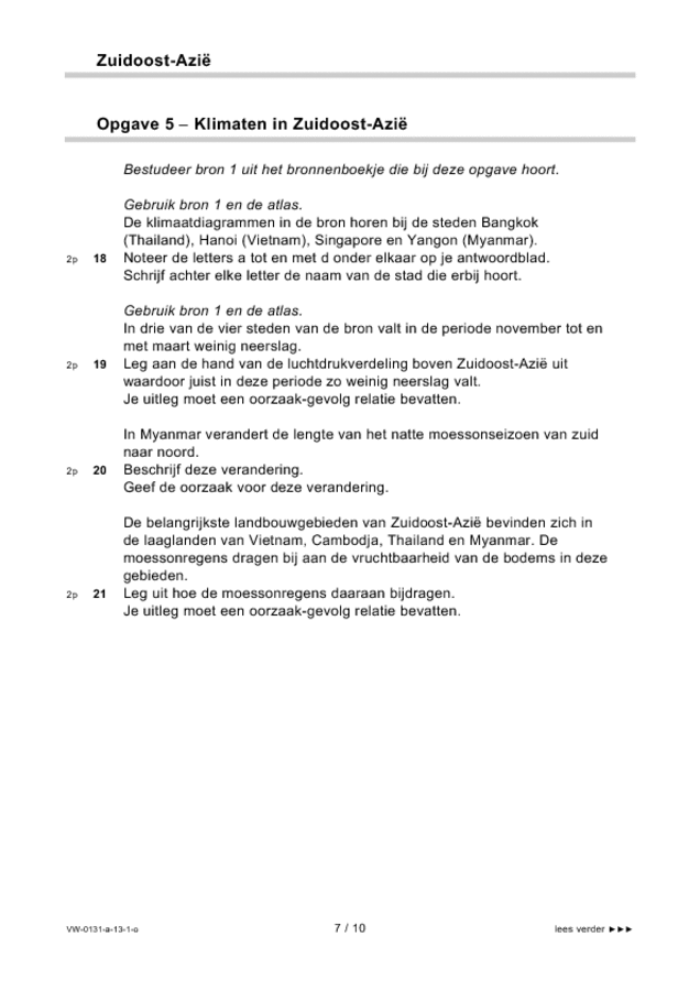 Opgaven examen VWO aardrijkskunde 2013, tijdvak 1. Pagina 7