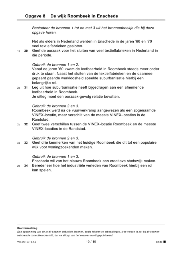Opgaven examen VWO aardrijkskunde 2013, tijdvak 1. Pagina 10
