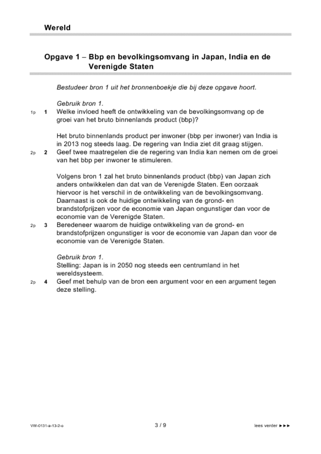 Opgaven examen VWO aardrijkskunde 2013, tijdvak 2. Pagina 3