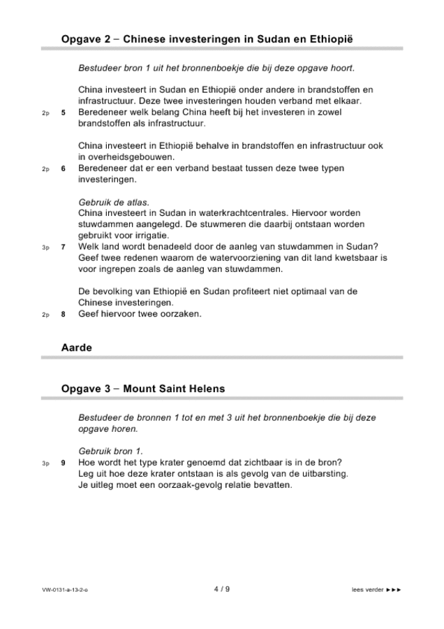 Opgaven examen VWO aardrijkskunde 2013, tijdvak 2. Pagina 4