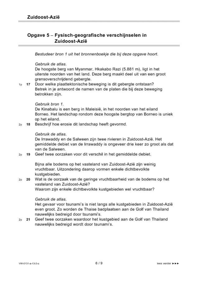Opgaven examen VWO aardrijkskunde 2013, tijdvak 2. Pagina 6