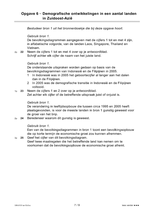 Opgaven examen VWO aardrijkskunde 2013, tijdvak 2. Pagina 7