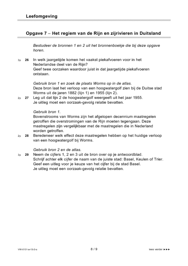 Opgaven examen VWO aardrijkskunde 2013, tijdvak 2. Pagina 8