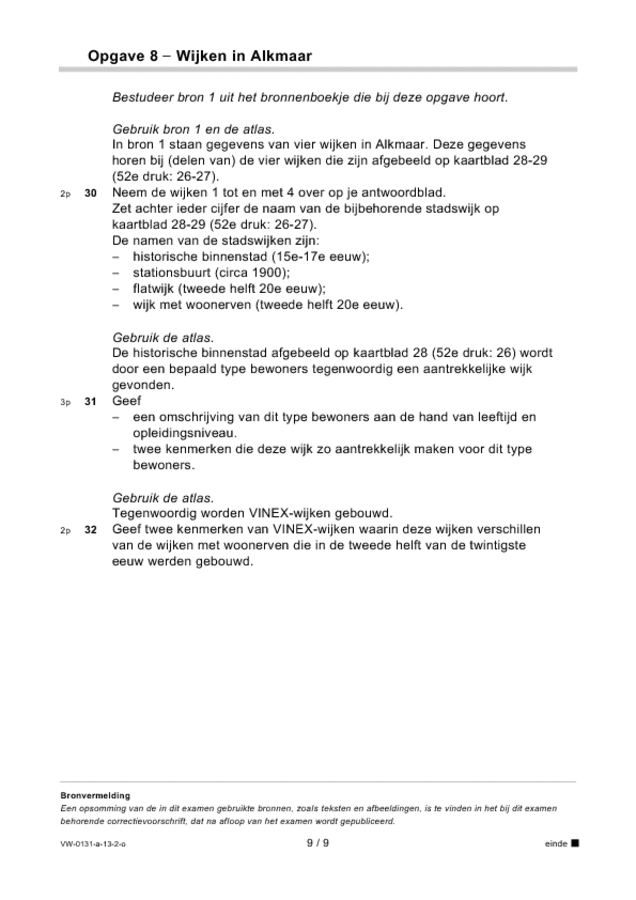 Opgaven examen VWO aardrijkskunde 2013, tijdvak 2. Pagina 9