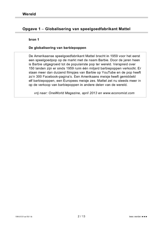 Bijlage examen VWO aardrijkskunde 2015, tijdvak 1. Pagina 2