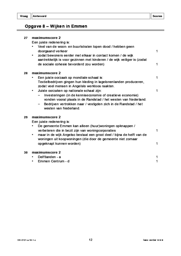 Correctievoorschrift examen VWO aardrijkskunde 2019, tijdvak 1. Pagina 12