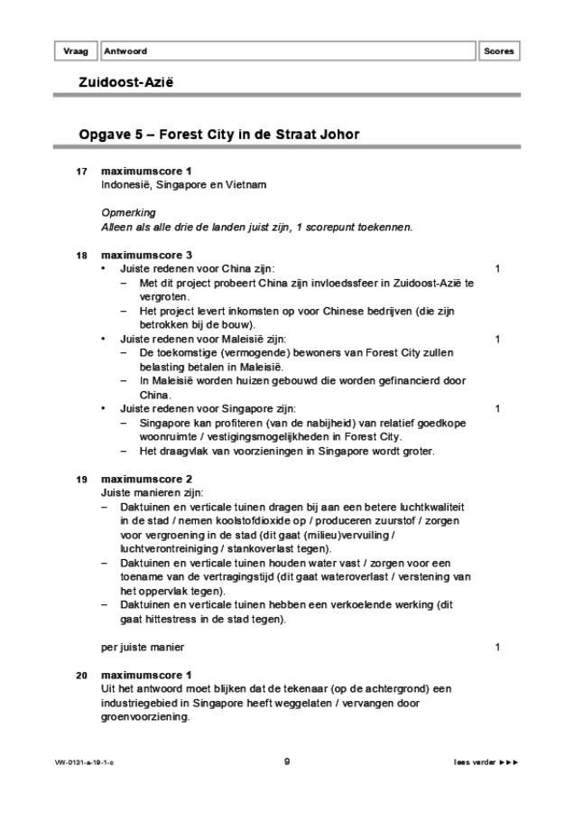 Correctievoorschrift examen VWO aardrijkskunde 2019, tijdvak 1. Pagina 9