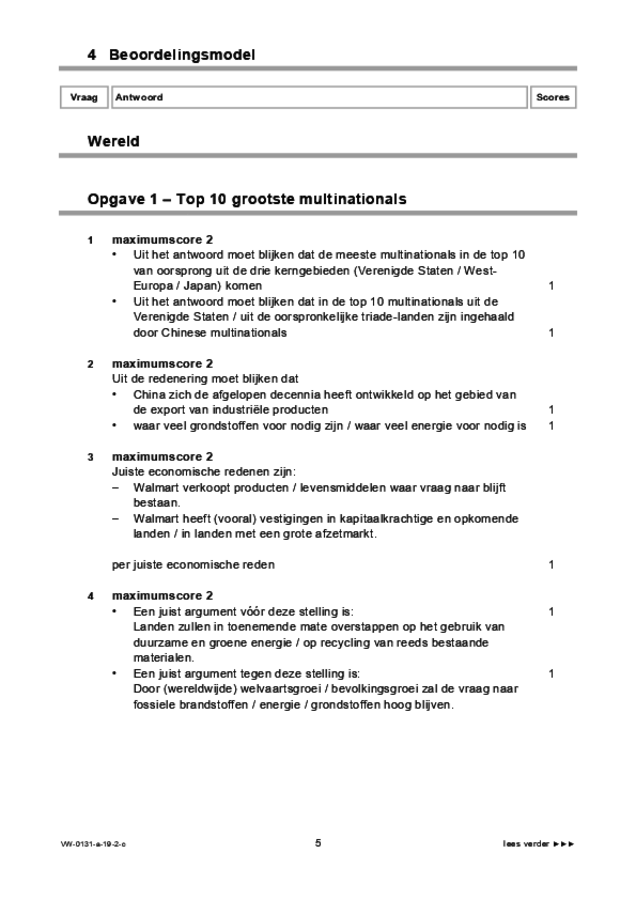 Correctievoorschrift examen VWO aardrijkskunde 2019, tijdvak 2. Pagina 5