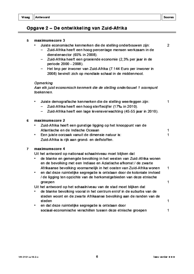 Correctievoorschrift examen VWO aardrijkskunde 2019, tijdvak 2. Pagina 6